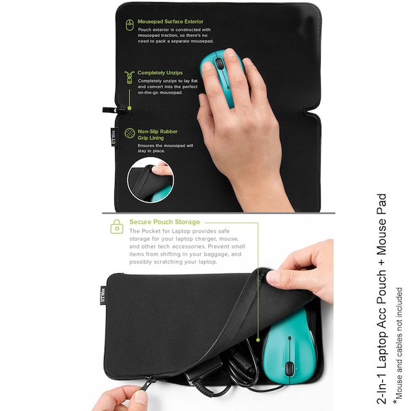 Electriduct Travel Case Kit w/ 2-In-1 Pouch and Organizer Case- Black - UTW-PK-TRAVEL-KIT
