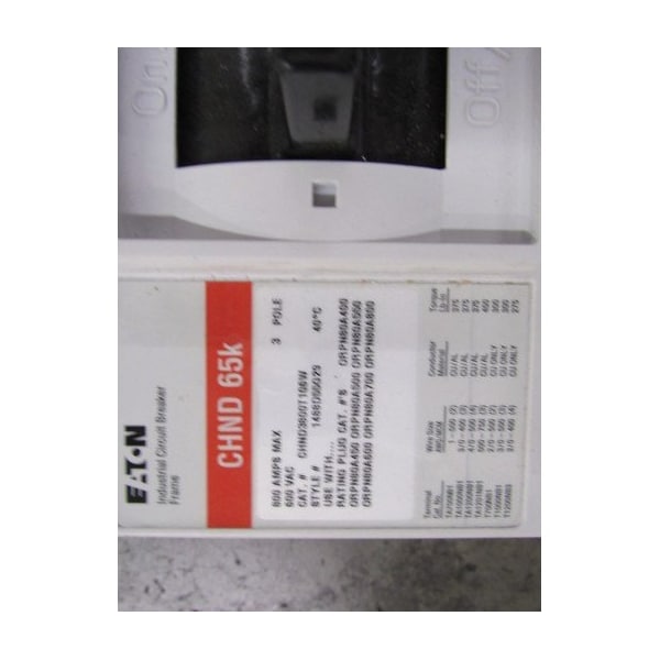 Eaton Molded Case Breakers MCCBs CHND 3P 800A 600V 50/60Hz 3Ph N Frame - CHND3800T106W