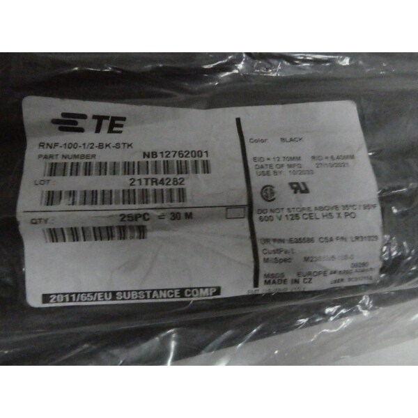 Te Connectivity Black 600V-Ac Wire Splice Kit & Heat Shrink Tubing - RNF-100-1/2-BK-STK