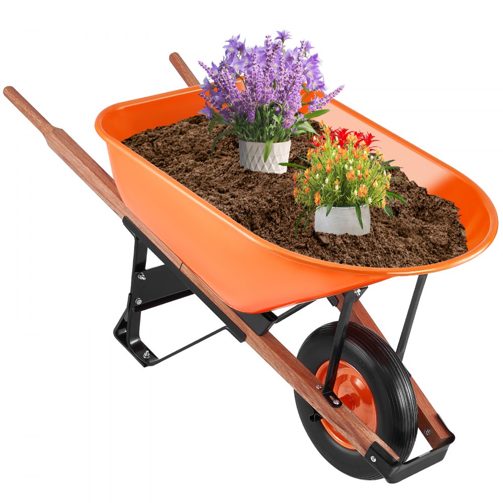 VEVOR Wheelbarrow Cart One Wheel 6 Cu Ft Garden Dump Cart 330 lbs Utility Cart - FDL2LHYTC1JL101ICV0