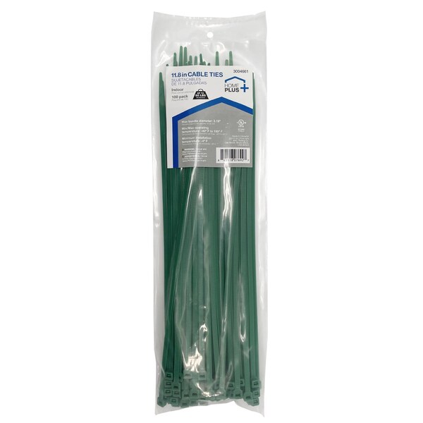 Home Plus CABLE TIES 11.8"" 50# GRN - LH-S-300-12-GN
