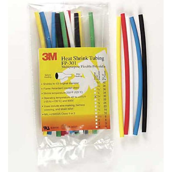 3M Shrink Tubing, 0.5in ID, Red, 4ft, PK100 - FP301-1/2-48"-RED-100 PCS