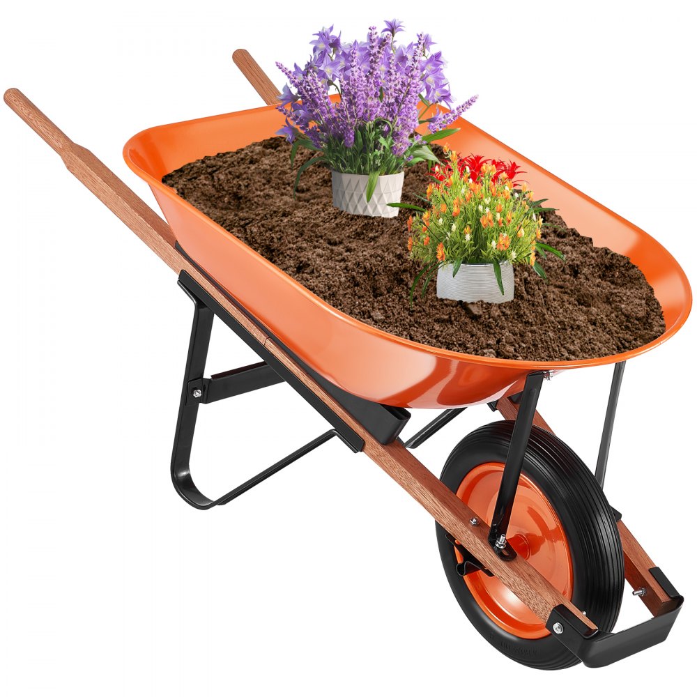 VEVOR Wheelbarrow Cart One Wheel Garden Dump Cart 330 lbs Yard Utility Cart - FDL2LHYTC1JLDOIX6V0