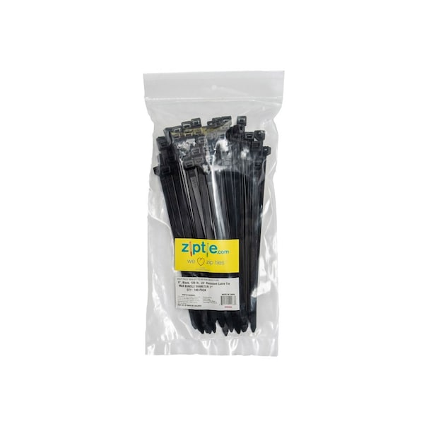 South Main Hardware 8-in 120-lb, Black, 100 Standard Nylon Tie - 222264