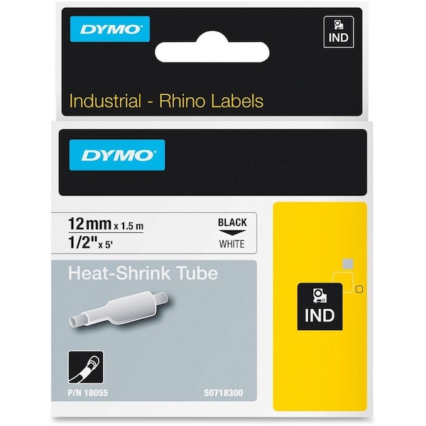 Dymo Label, Heat Shrink Tube, 1/2"x5', White - DYM18055