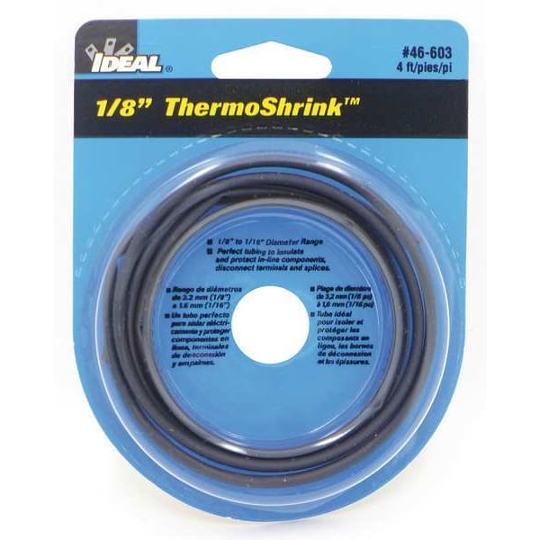 Ideal Shrink Tubing, 0.146in ID, Black, 6in, PK5 - 46-603
