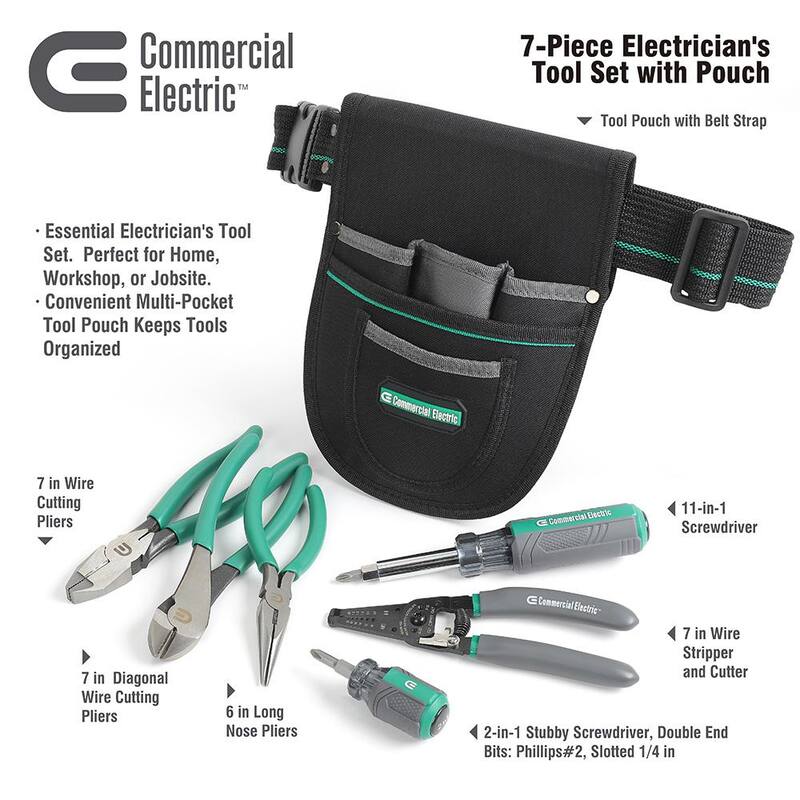 Juego de herramientas para electricistas comerciales de Electric Electrician (7 piezas) con estuche - CE180608