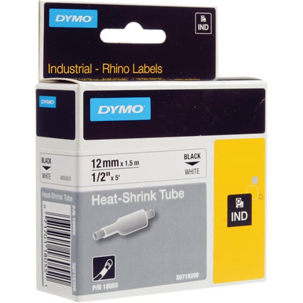Dymo-Rhino 0.5 in. Heat Shrink Tubes, White - 784-18055