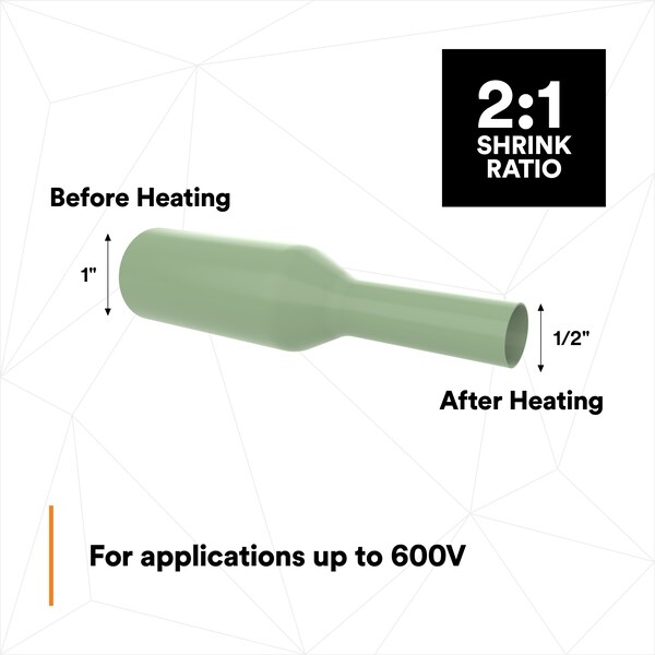 3M Shrink Tubing, 1.0in ID, Green, 100ft, PK3 - FP-301-1-Green-100'