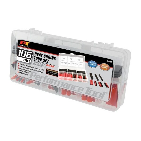 Performance Tool 106-Pc Weatherproof Heat Shrink Heat Shrink Ass, W541 - W541