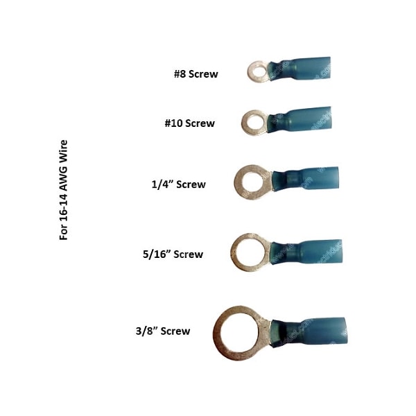 Electriduct Heat Shrink #10 Ring Terminals with Adhesive- 22-16AWG-25pk- Red - HS-HP-RT-5.2-RD-25