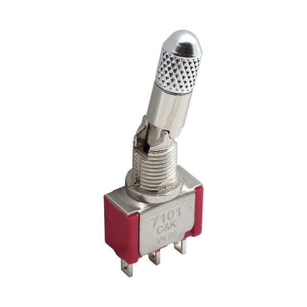Componentes C&K Interruptor basculante, Dpdt, Momentáneo, 5A, 28Vcd, 6 Agujeros de Circuito Impreso, Terminal de Soldadura, Actuador basculante - 7215P3Y9V7GE