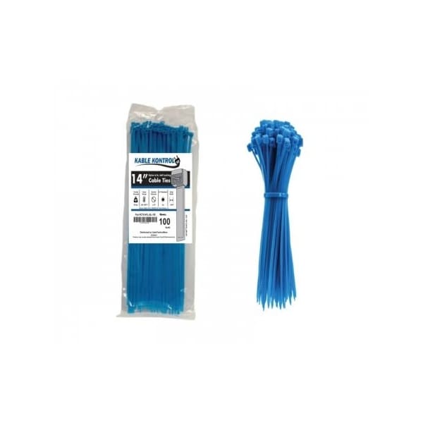 Kable Kontrol Zip Ties - 14in Long - 100 Pc Pk - Fluorescent Blue - Nylon - 50 Lbs Tensile Strength - CT514FL-BL-100