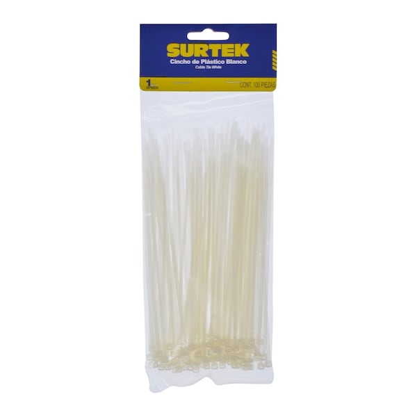 Surtek Plastic Cable Tie Natural Color 100 Pieces 100 X 25Mm - 114200