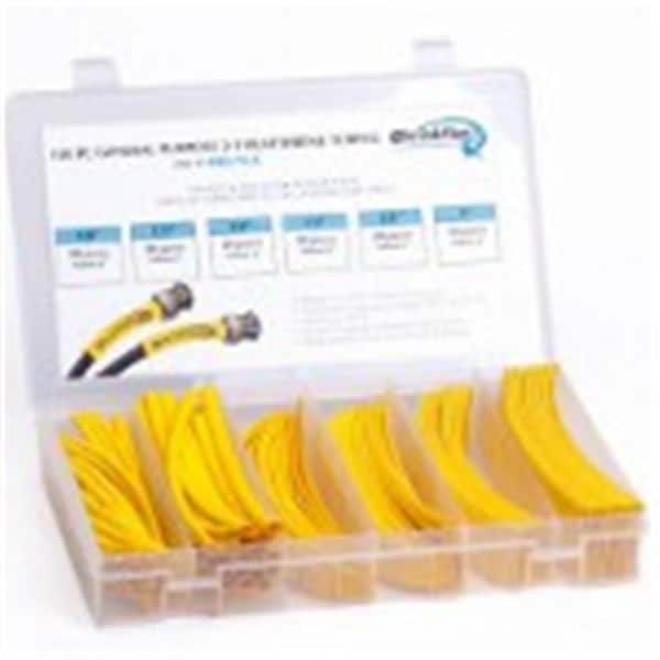 Techflex 6 in. Shrinkflex Heat Shrink Tubing Kit, 2 - 1 Shrink, Yellow, 110PK - HSK2-YL-K
