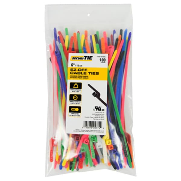 Gardner Bender 6 in. Light Duty EZ-Off Cable Tie, Orange, 100PK - 221028