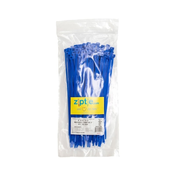South Main Hardware 8-in   75-lb, Blue, 100 Standard Nylon Tie - 220145