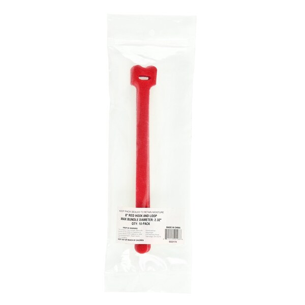 South Main Hardware 8-in  Hook and Loop -lb, Red, 10 Speciality Tie - 222174