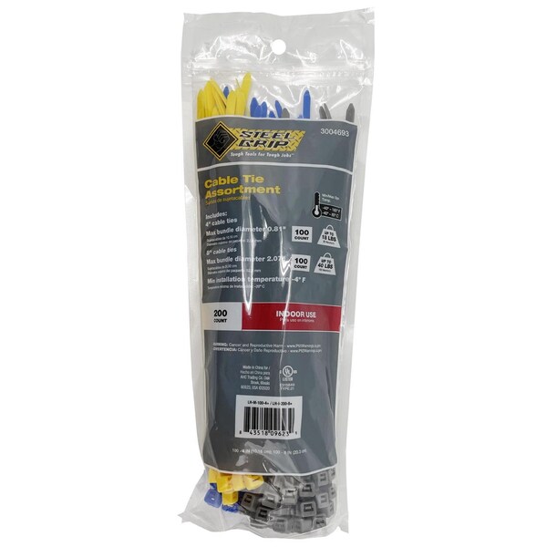 Steel Grip CABLETIE 4&8"" ASST 200PK - ACE200-MU