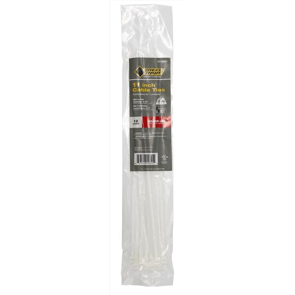 Steel Grip CABLE TIES 11"" 75# WHT - 75S-280-11-N12