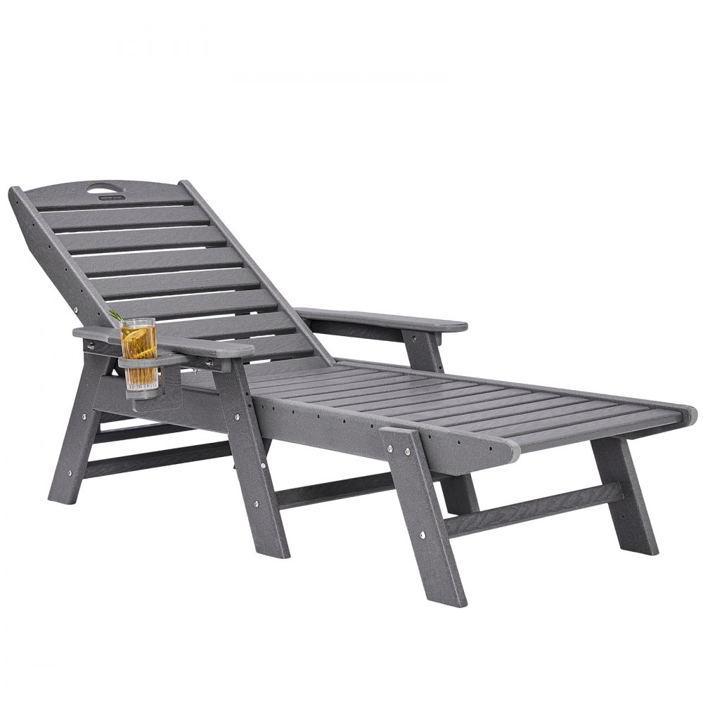 VEVOR Outdoor Chaise Lounge Chair Adjustable Patio Reclining Bench Lounger Gray - SLTYGDTYHSTYYQCPIV0