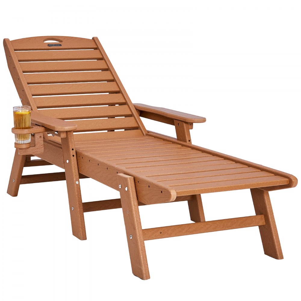 VEVOR Outdoor Chaise Lounge Chair Adjustable Patio Reclining Bench Lounger Brown - SLTYGDTYTY1HH4P6TV0