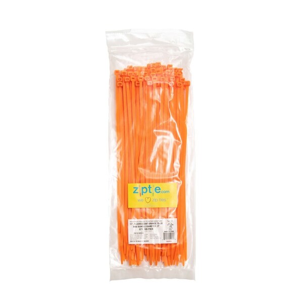 South Main Hardware 11-in  75-lb, Fluorescent Orange, 100 Standard Nylon Tie - 220169