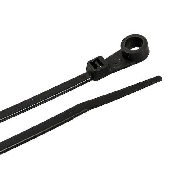 Forney Cable Ties, 6-1/2 in Black Light-Duty Screw Mounts - 62103