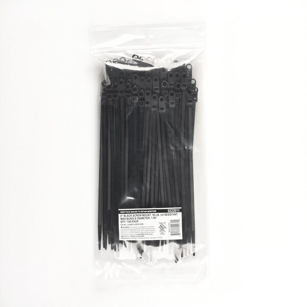 South Main Hardware 8-in  Screw Mount 50-lb, Black, 100 Speciality Tie - 222011