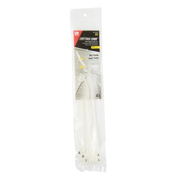 Gardner Bender 11 in. L Clear Self-Cutting Cable Tie 20 pk - 45-311SC