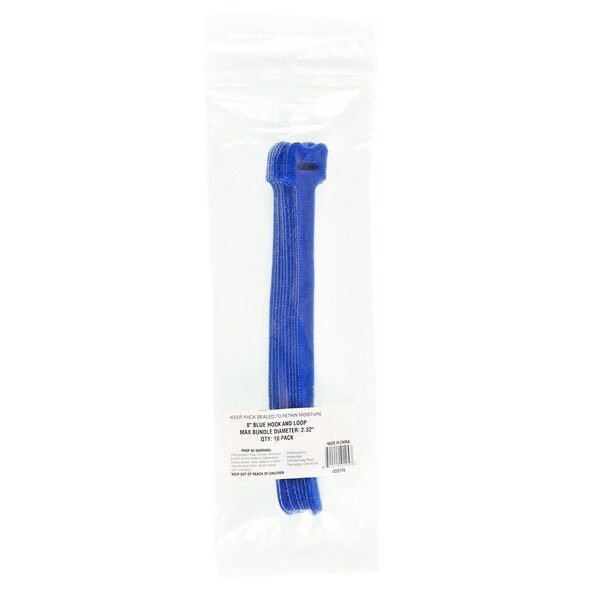 South Main Hardware 8-in  Hook and Loop -lb, Blue, 10 Speciality Tie - 222170