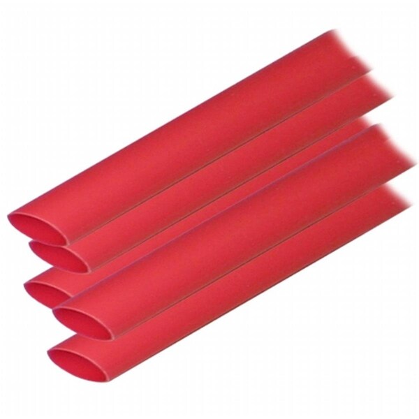 Safety First 0.5 x 12 in. Adhesive Lined Heat Shrink Tubing, Red - , 5PK - SA1718484