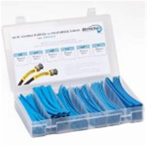 Techflex 6 in. Shrinkflex Heat Shrink Tubing Kit, 2 - 1 Shrink, Blue, 110PK - HSK2-BL-K