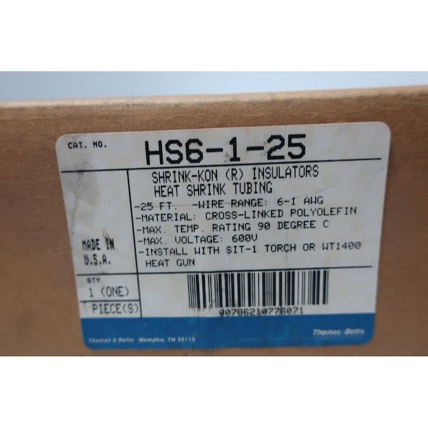 Abb SHRINK-KON INSULATOR HEAT SHRINK TUBING 25FT WIRE SPLICE KIT & HEAT SHRINK TUBING - HS6-1-25