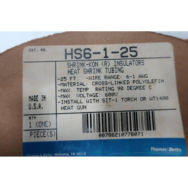 Abb SHRINK-KON INSULATOR HEAT SHRINK TUBING 25FT WIRE SPLICE KIT & HEAT SHRINK TUBING - HS6-1-25