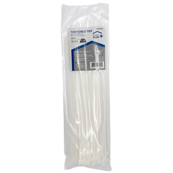 Home Plus CABLE TIES 11.8"" 50# WHT - LH-S-300-12-N
