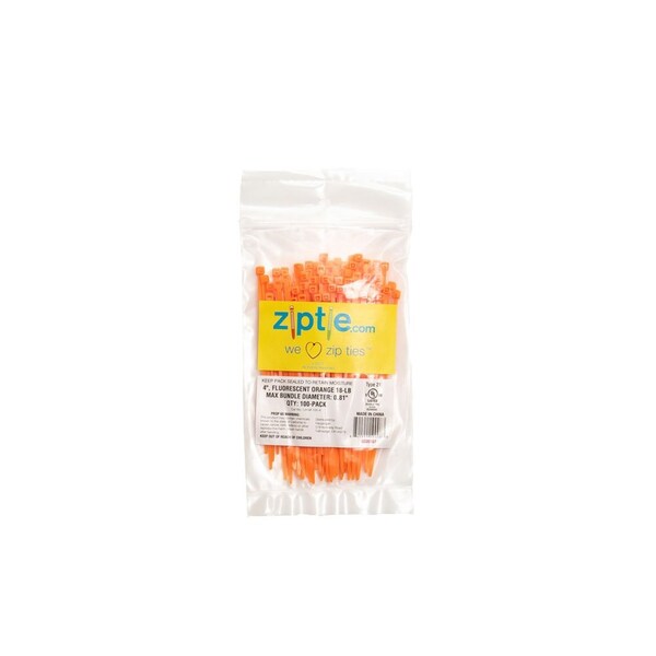 South Main Hardware 4-in   18-lb, Hi-Vis Orange, 100 Standard Nylon Tie - 220107