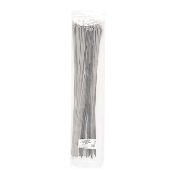 South Main Hardware 20.5-in 304 Stainless Steel 200-lb. Silver, 100 Metal Cable Ties - 222112