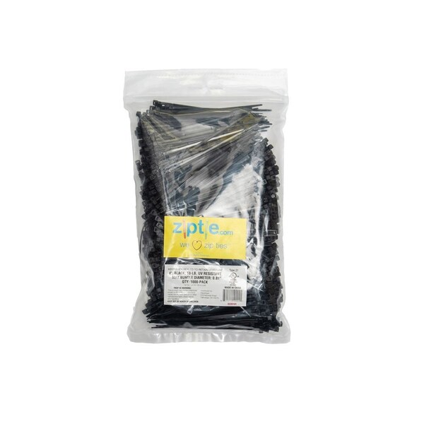 South Main Hardware 4-in   18-lb, Black, 1000 Standard Nylon Tie - 220101