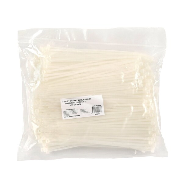 South Main Hardware 8-in 40-lb, Natural, 500 Nylon Tie - 200103
