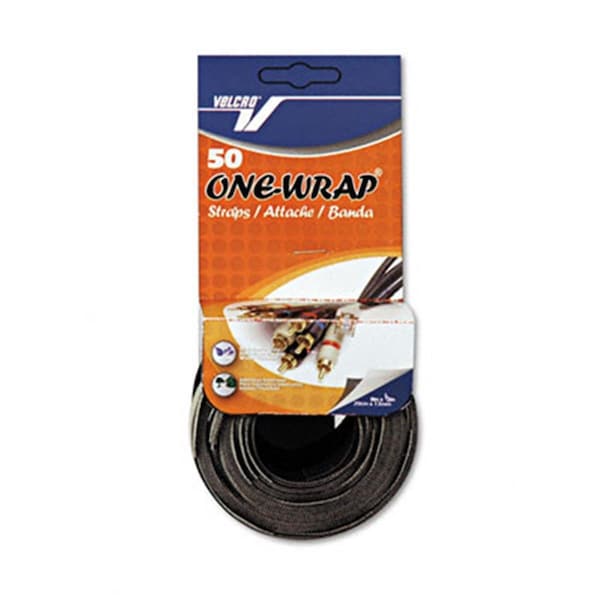 Velcro Brand Hook Eye Adhesive  Reusable Self-Gripping Ties  1/2   x 8   Long  Black/Gray, 50PK - VE33172