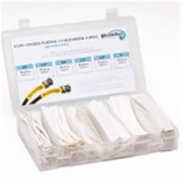 Techflex 6 in. Shrinkflex Heat Shrink Tubing Kit, 2 - 1 Shrink, White, 110PK - HSK2-WH-K