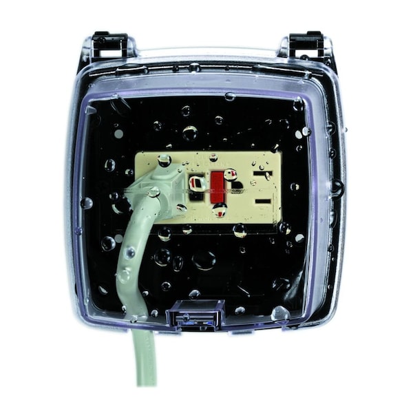 Intermatic Electrical Box Cover, Double Gang Box Type, 2 Gangs, Polycarbonate, Duplex Receptacle Cover - WP1020C