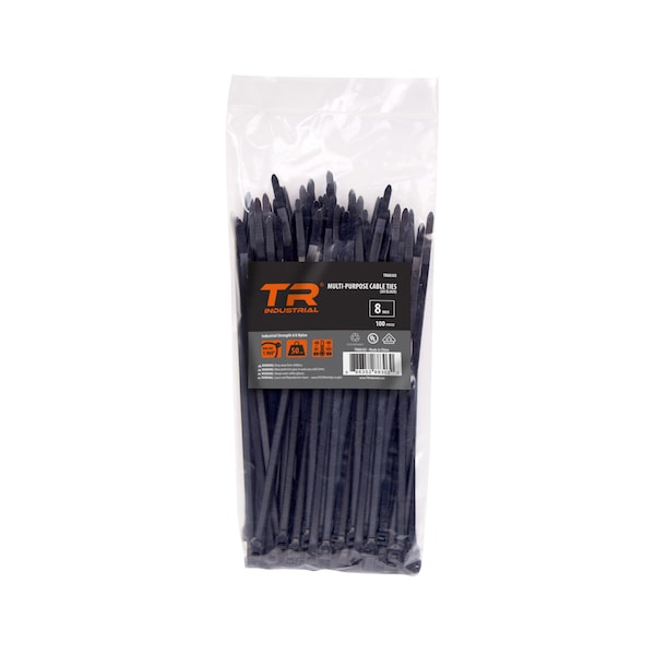Tr Industrial 8 in Multi-Purpose UV Cable Ties in Black, 100-pk - TR88302