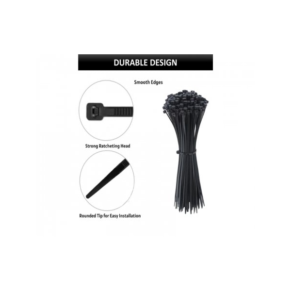 Kable Kontrol Assorted Size Cable Ties Kit - 4in, 5.5in, 8in, 11in, 14in Length - 500 Pcs - Black Nylon - CT-KIT-MS-BK