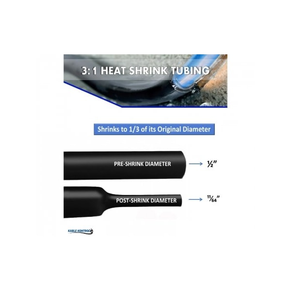 Kable Kontrol Adhesive Lined Heat Shrink Tubing - 3:1 Ratio - 1-1/2 Inside Diameter - 50 Long - Black - HSDW-31-1.50-50-BK