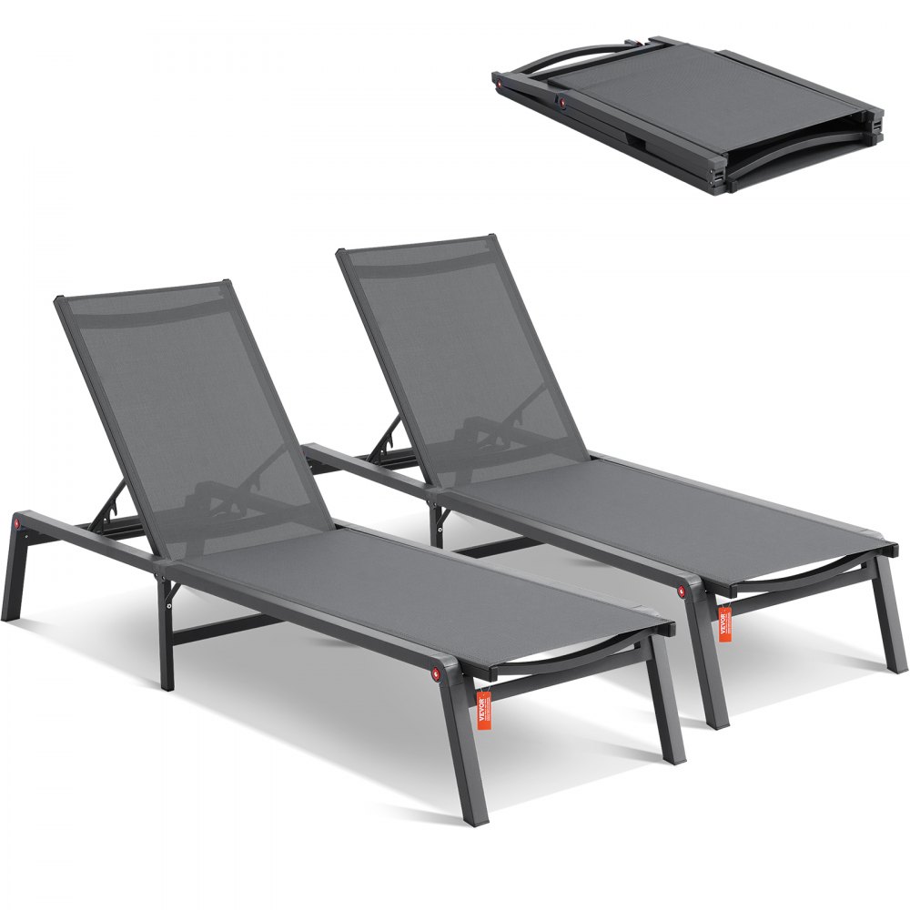 VEVOR Chaise Lounge Chair Outdoor Patio Lounge Chair Adjustable 5-Position 2 pcs - JSTYGDTYSHSKGTUY1V0