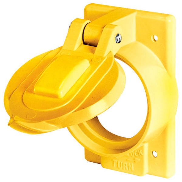 Bryant Weatherproof Cover, 1- Gang, 1) 50A Locking Opening, Standard Size, Yellow Polycarbonate - 7774CR