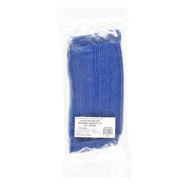 South Main Hardware 8-in  Hook and Loop -lb, Blue, 100 Speciality Tie - 222171