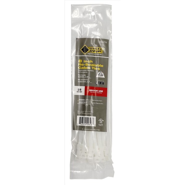Steel Grip CABLE TIE WHT 8""L 25PK - R-S-200-8-N25
